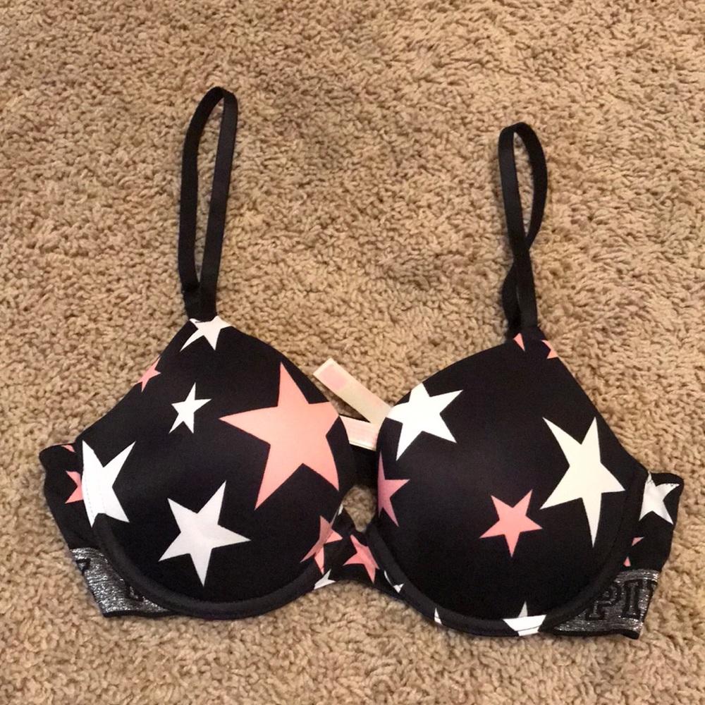 Pink star push up bra